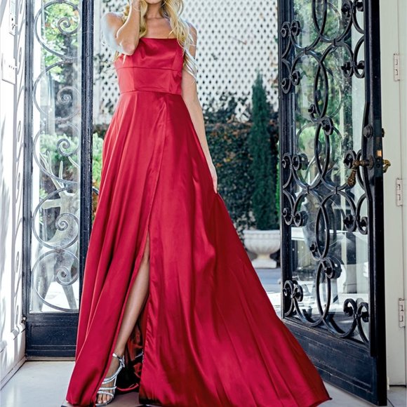 Amelia Couture Dresses & Skirts - Straight Neck A-Line Shape Satin Prom Dress AC472
